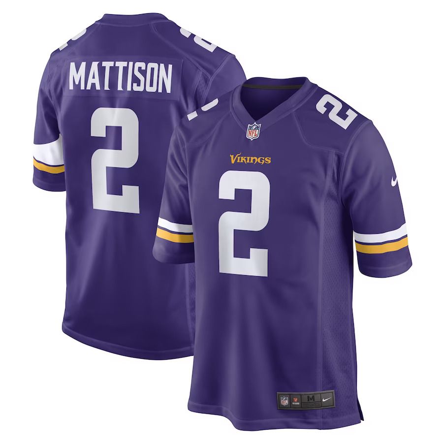 Men Minnesota Vikings #2 Alexander Mattison Nike Purple Game Player NFL Jersey